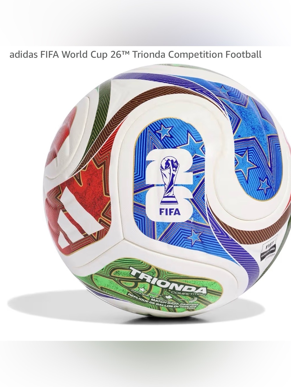 adidas FIFA World Cup 26™ Trionda Competition Football– White, Red, Green, Blue - Picture 4 of 5